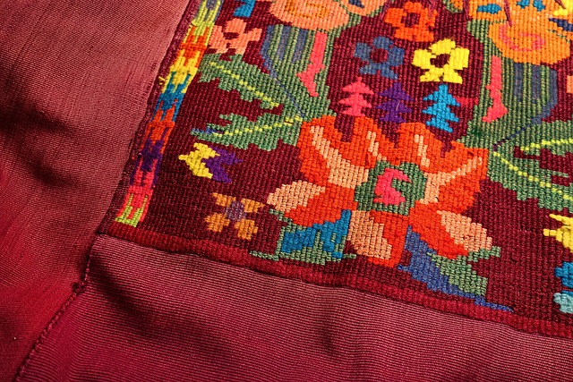 Colorful floral embroidery, the kind of craft that made Tenango embroidery from the Otomi region internationally known