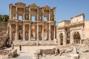 The restored facade of the Library of Celsus at Ephesus