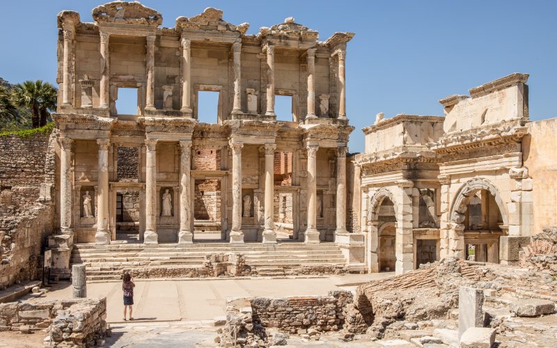 The restored facade of the Library of Celsus at Ephesus