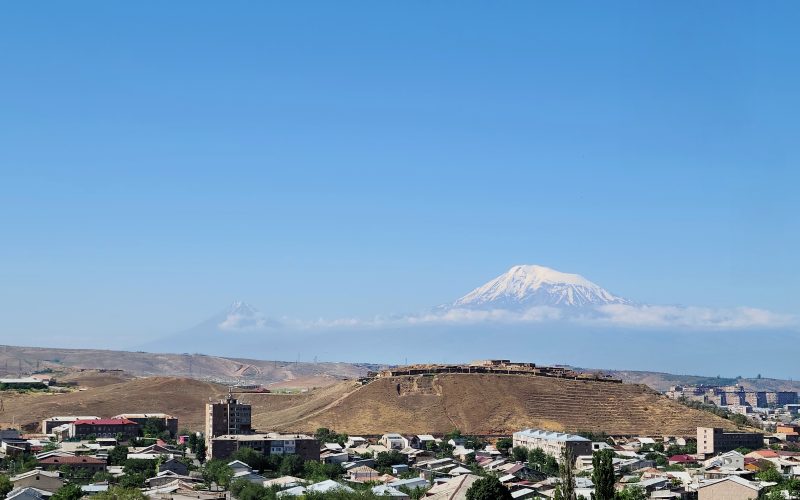 Erebuni fortress with Mount Ararat in the distance