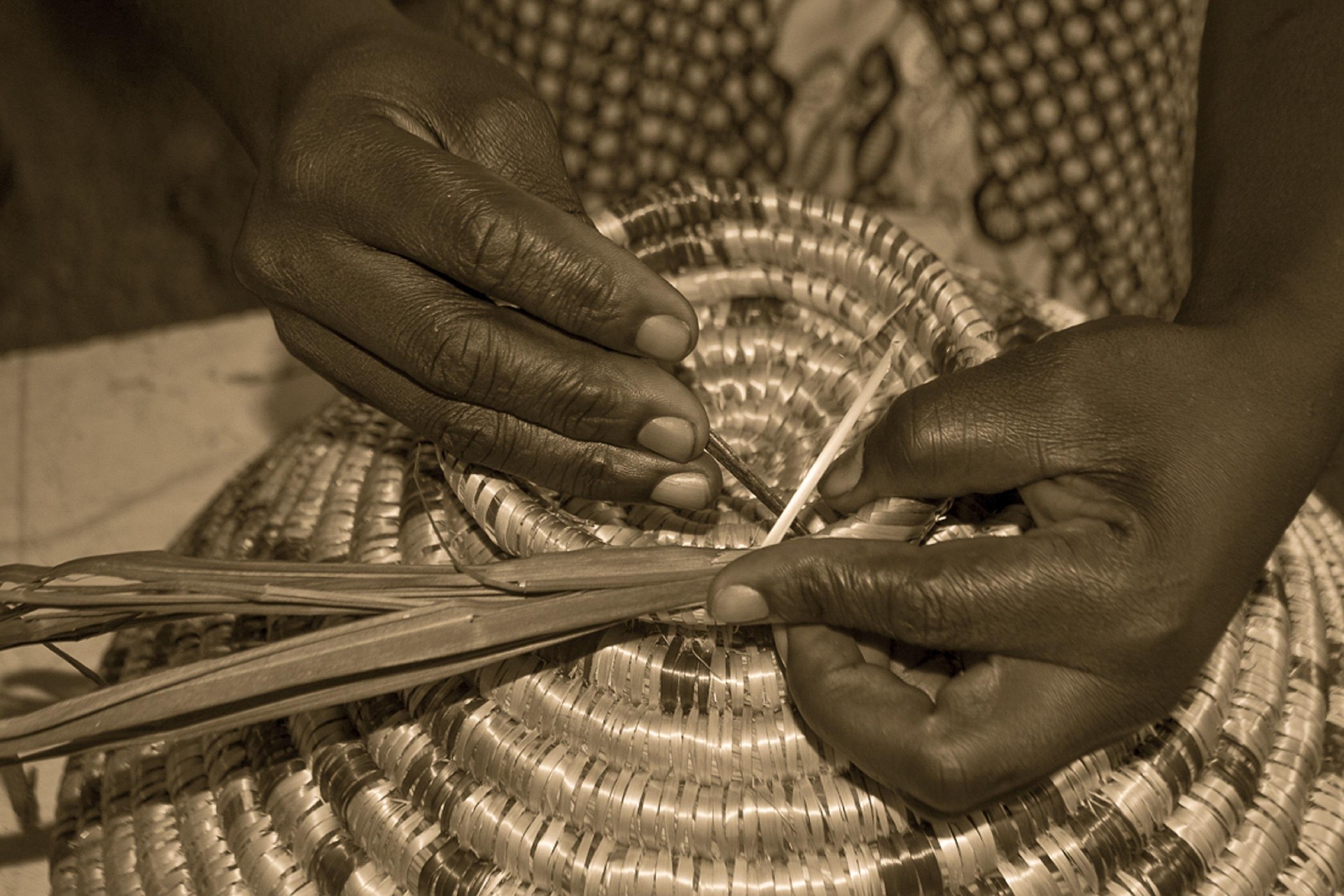 Basket and cassava-press weaving techniques trace directly back to African ancestry