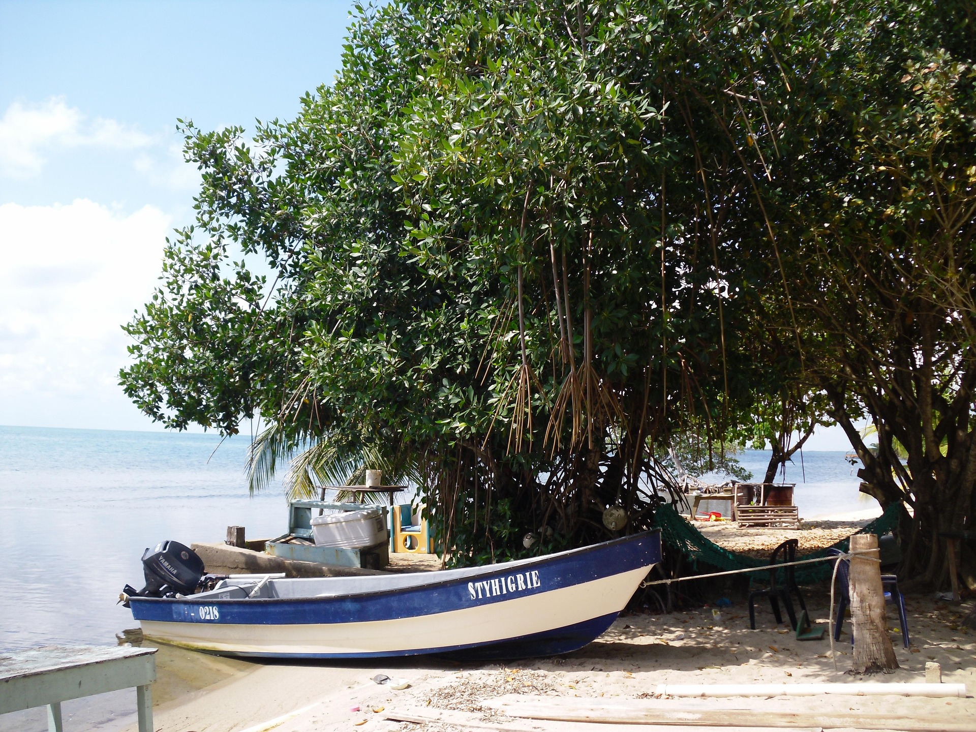 Small boats like this one still connect Garifuna coastal settlements to each other