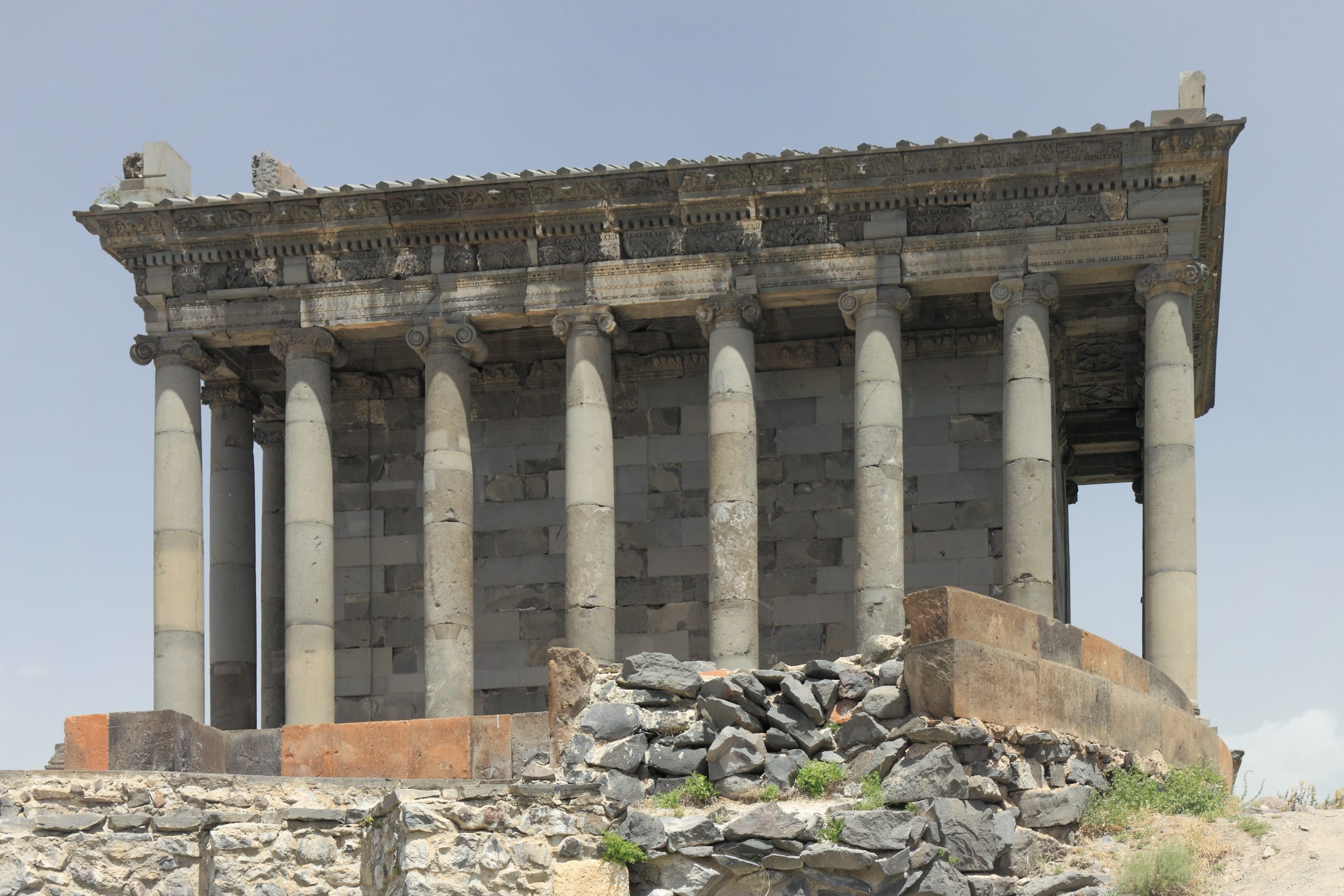 The colonnaded temple of Garni from the side