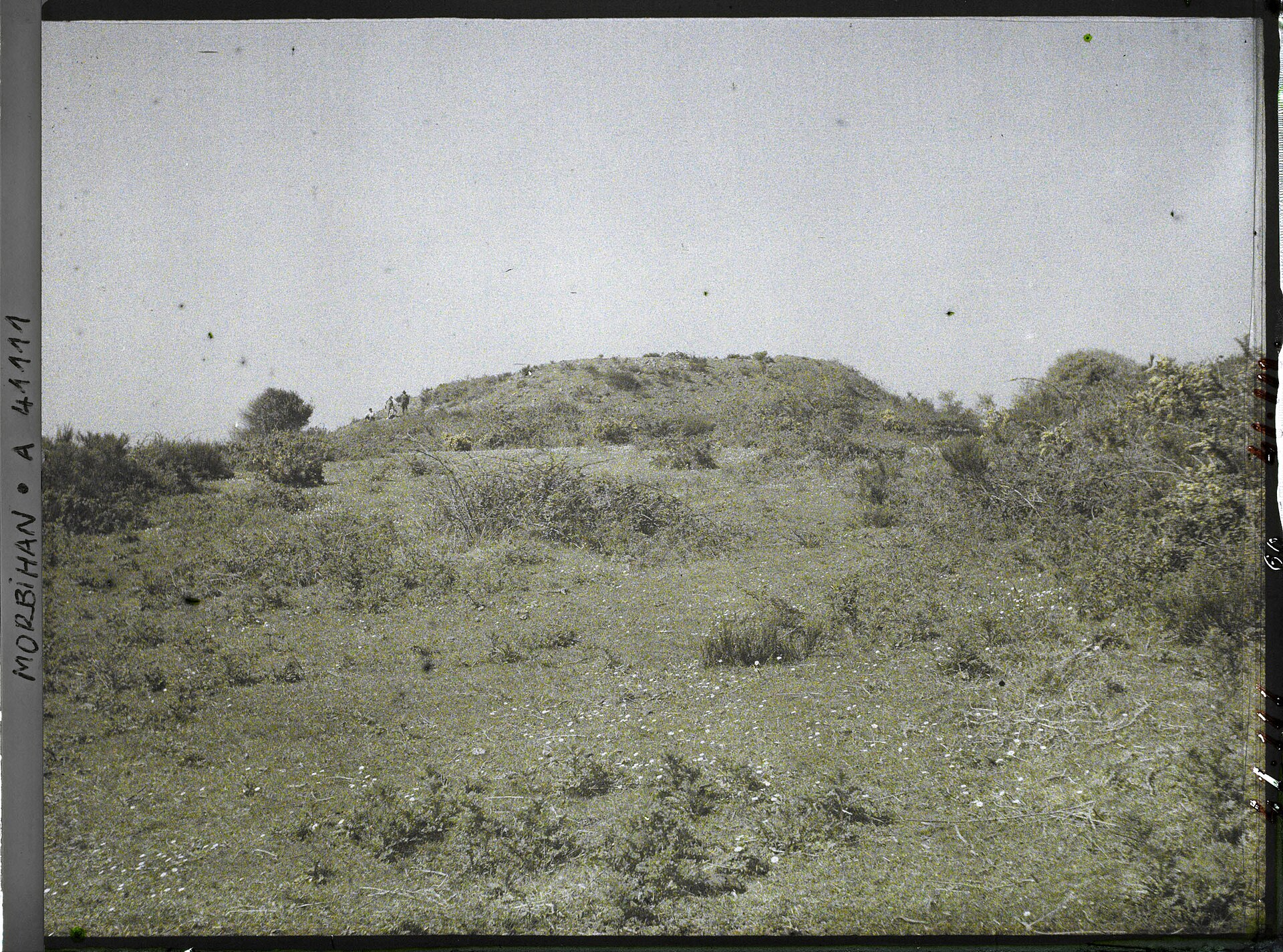 An overview of the great tumulus of Gavrinis crowning its island
