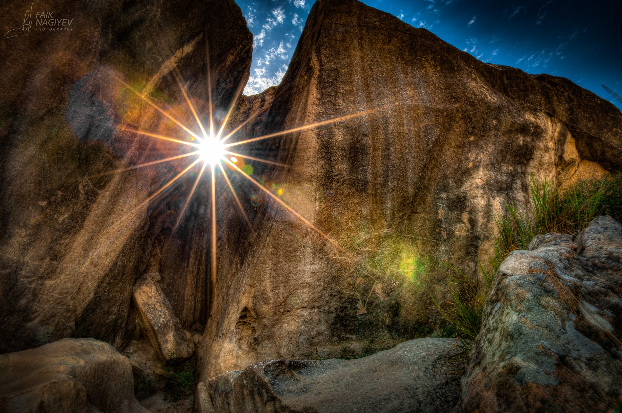 Rock art figures at Gobustan in Azerbaijan