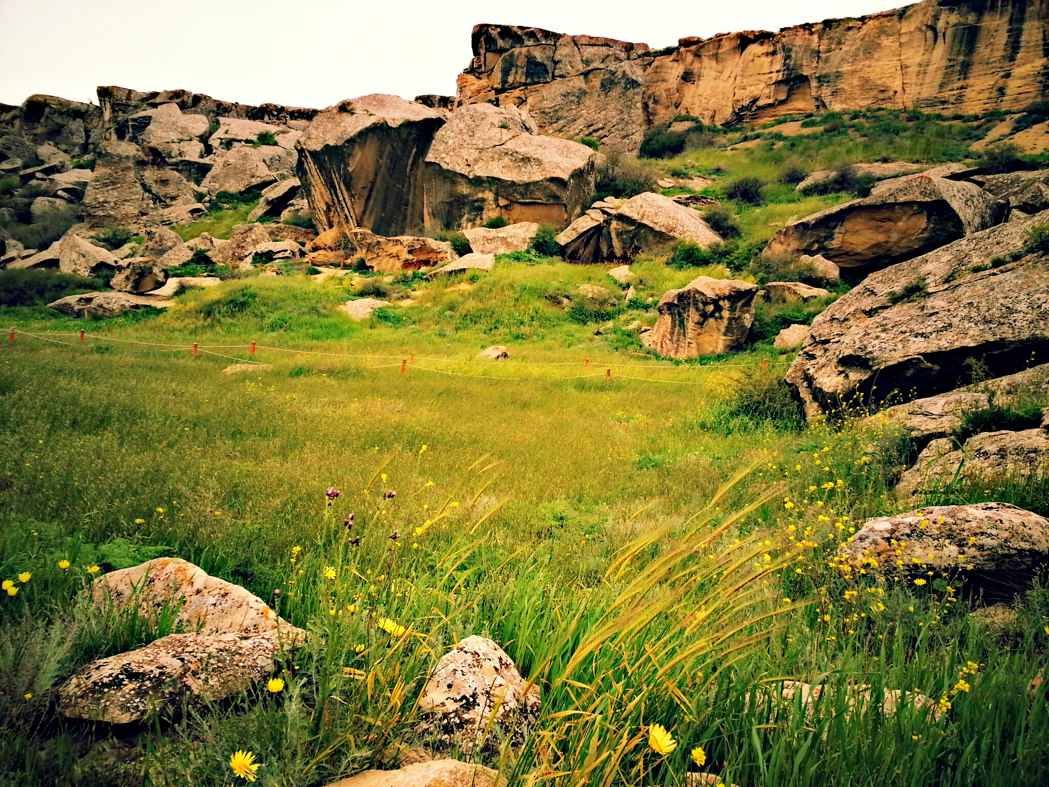 The semi-arid rock landscape of the Gobustan reserve