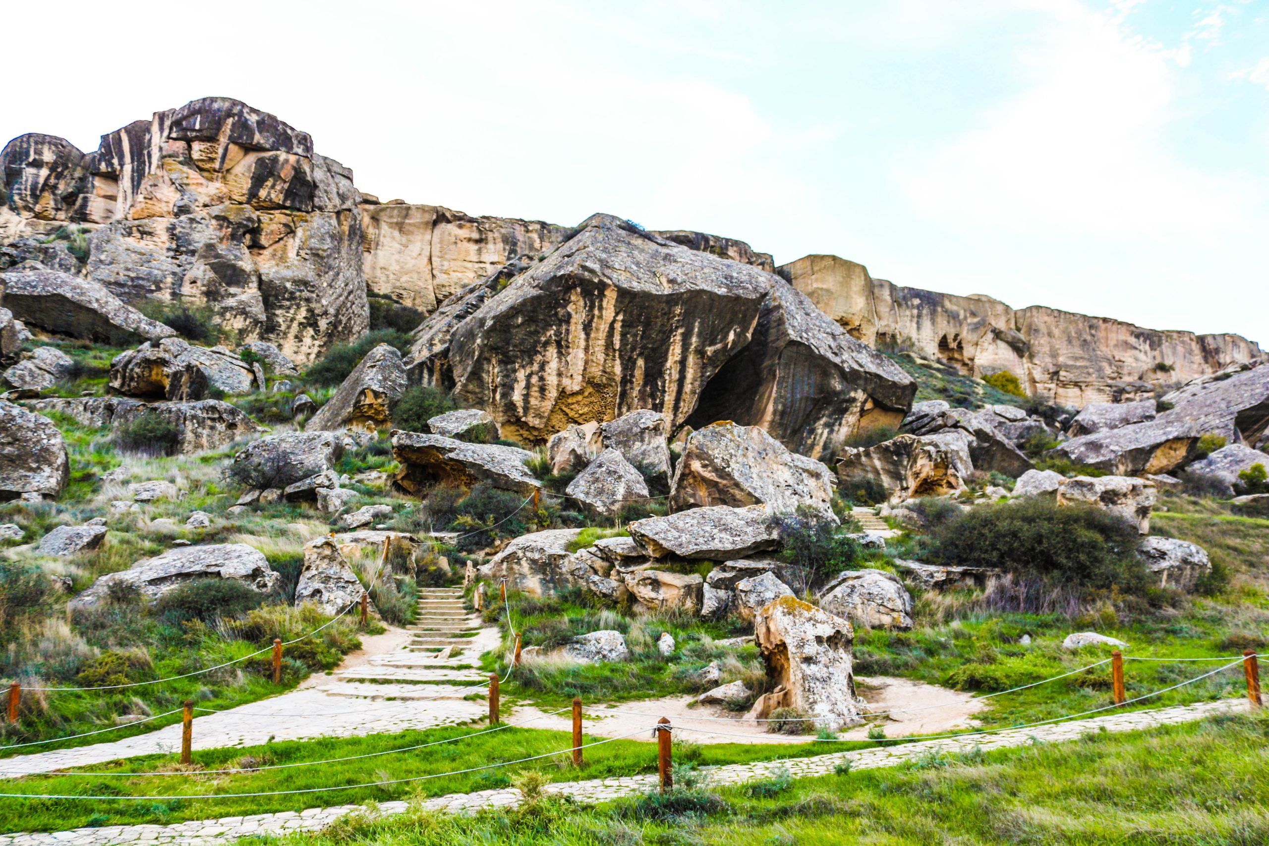 Rock formations at the Gobustan state reserve