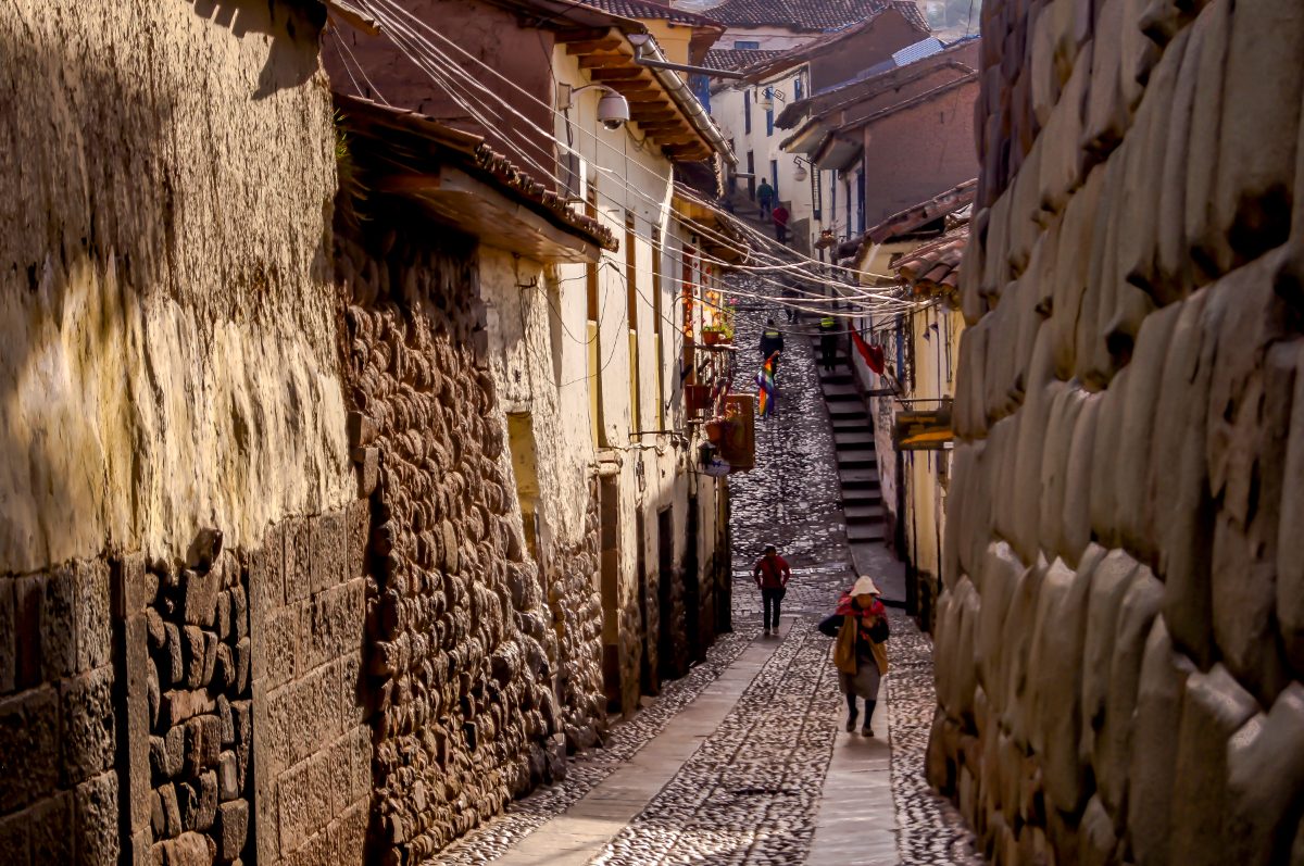 Hatun Rumiyoc street in Cusco lined with original Inca polygonal masonry