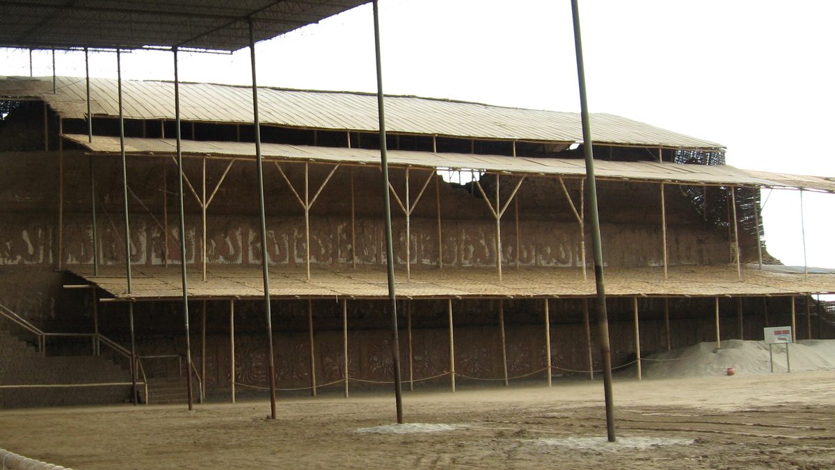 The Huaca de la Luna temple structure near Trujillo, Peru