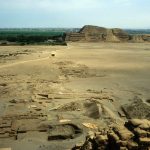 The twin Moche pyramids of Huaca del Sol and Huaca de la Luna near Trujillo, Peru