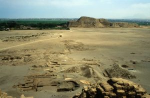 The twin Moche pyramids of Huaca del Sol and Huaca de la Luna near Trujillo, Peru