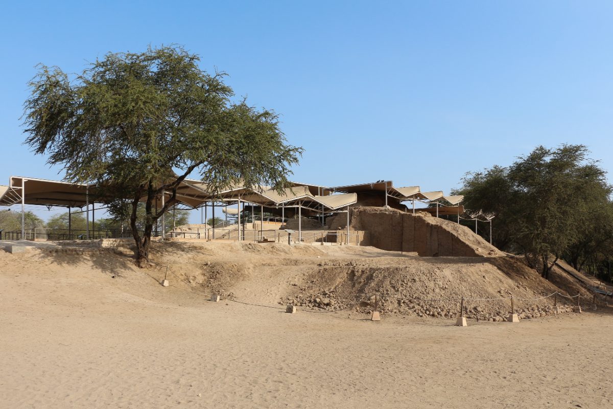 The Huaca Rajada adobe pyramid complex at Sipan, Peru