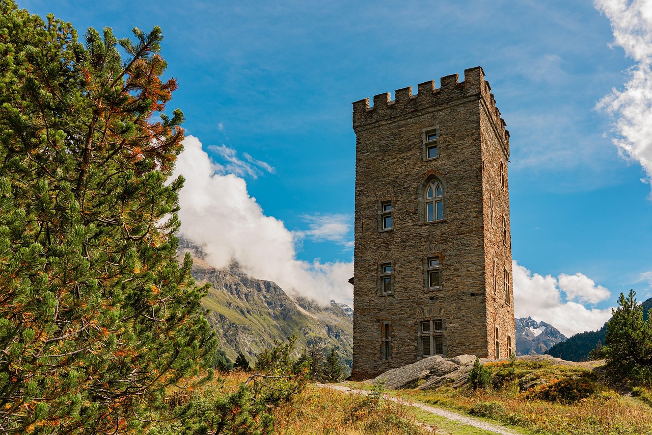 Ancient towers standing in the mountain valleys