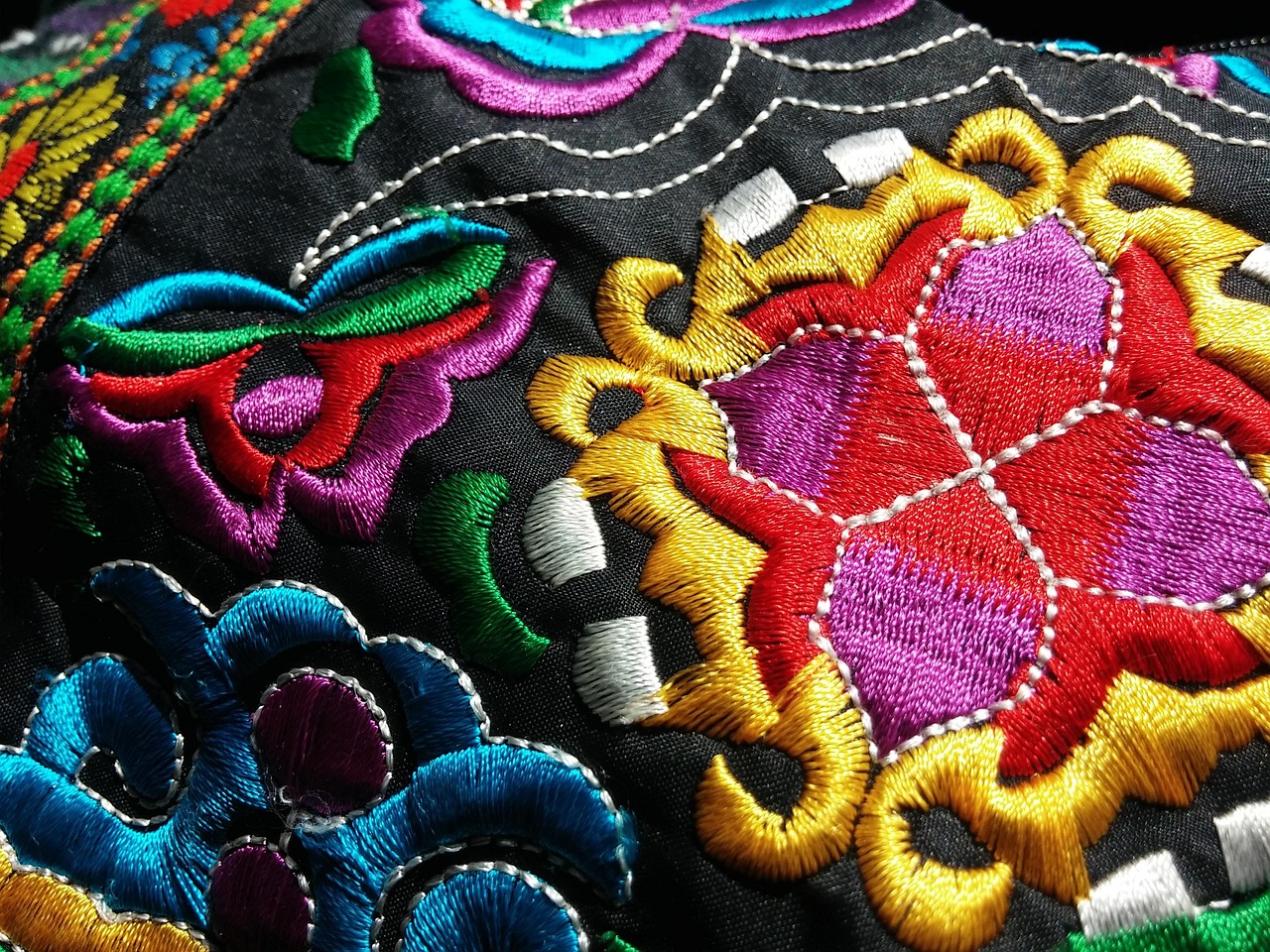 Ethnic handwoven fabric with geometric patterns