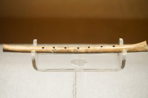 A close view of a Jiahu flute carved from the wing bone of a crane