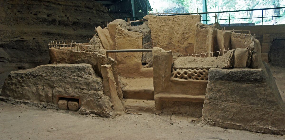 Remains of an adobe house structure at the Joya de Ceren archaeological zone