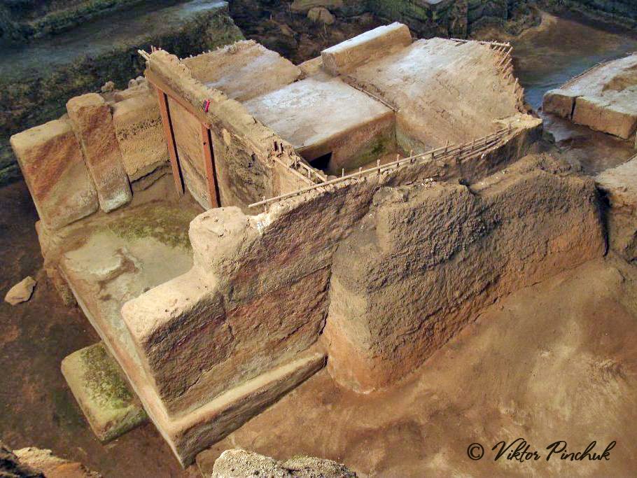 Domestic complex of buildings preserved at the Joya de Ceren village site