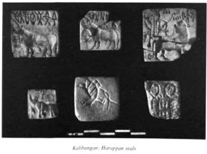 Carved Harappan seals found at Kalibangan