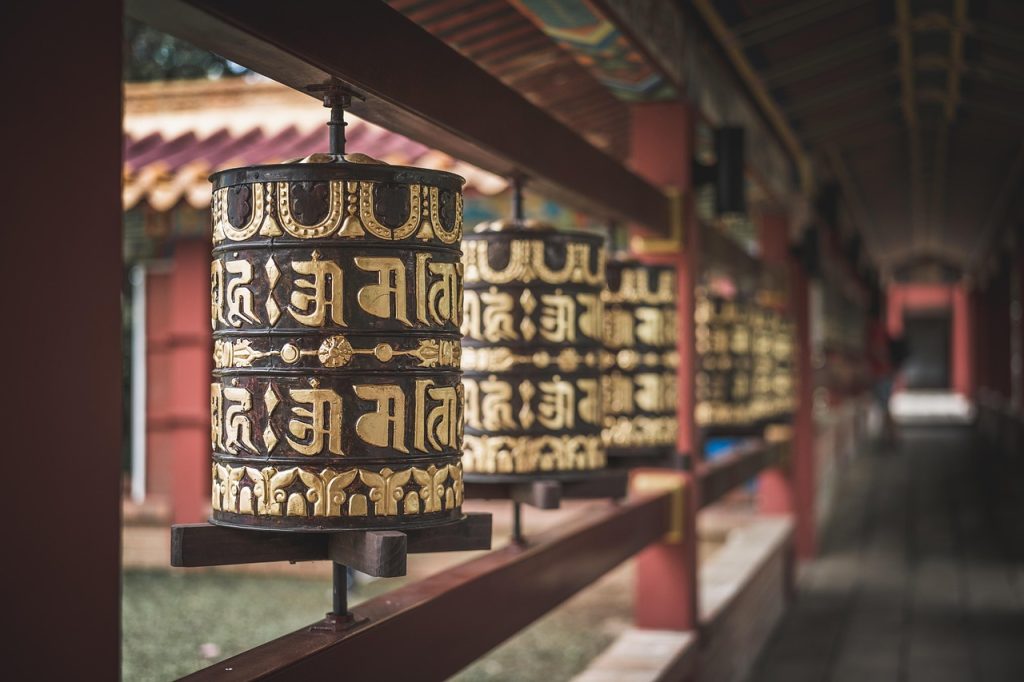 Buddhist prayer wheels in Kalmykia