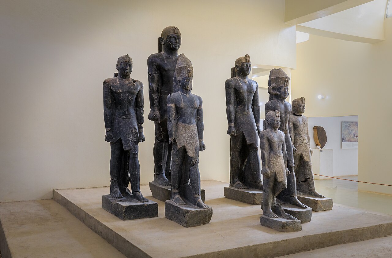 Black Pharaohs and Kings left to right: Tanotamun, Taharqa (rear), Senkamanisken, again Tanotamun (rear), Aspelta, Anlam