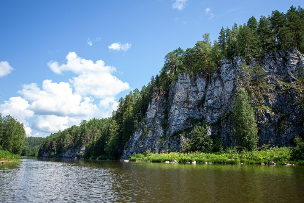 River and cliffs in the Komi land