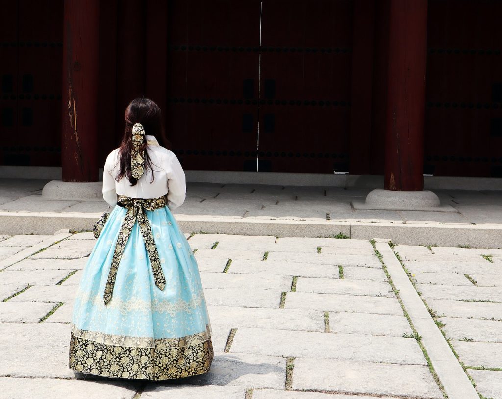 The hanbok, the flowing dress that marks Korean identity at a glance.