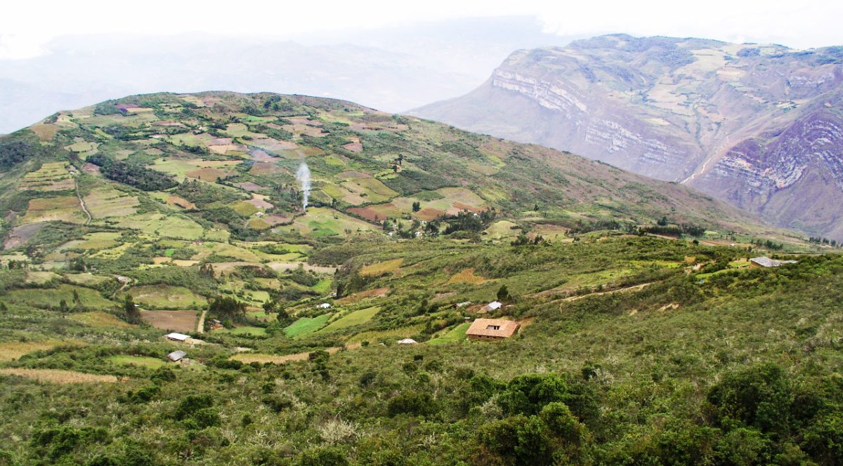 The Andes mountain landscape surrounding the Kuelap fortress