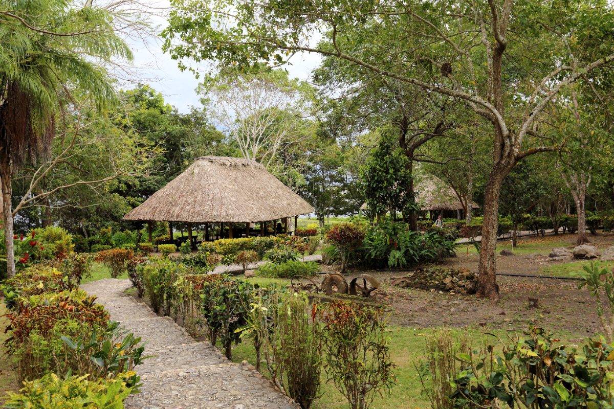 A stone structure at the Lamanai archaeological site in Belize