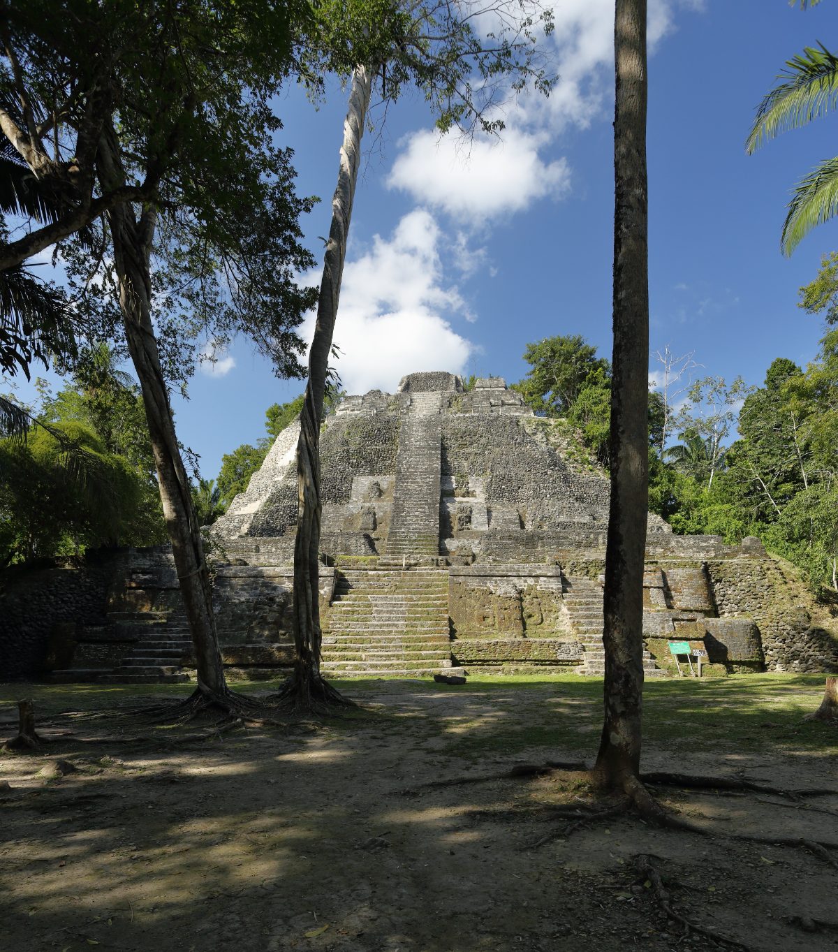 Stone stairway of the High Temple at Lamanai, Belize