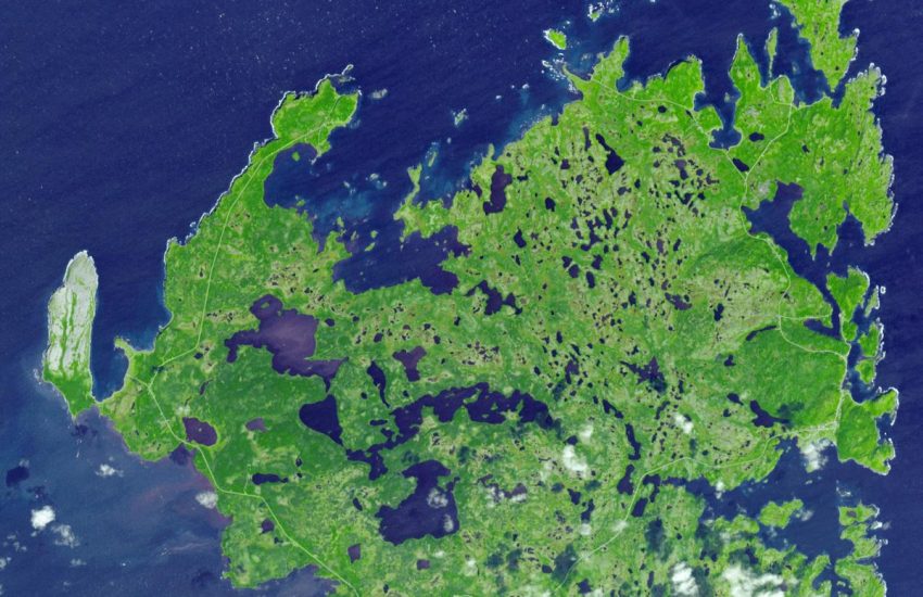 Satellite image of L'Anse aux Meadows on the northern tip of Newfoundland