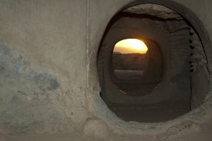 Sunrise seen from inside one of the tombs at Los Millares