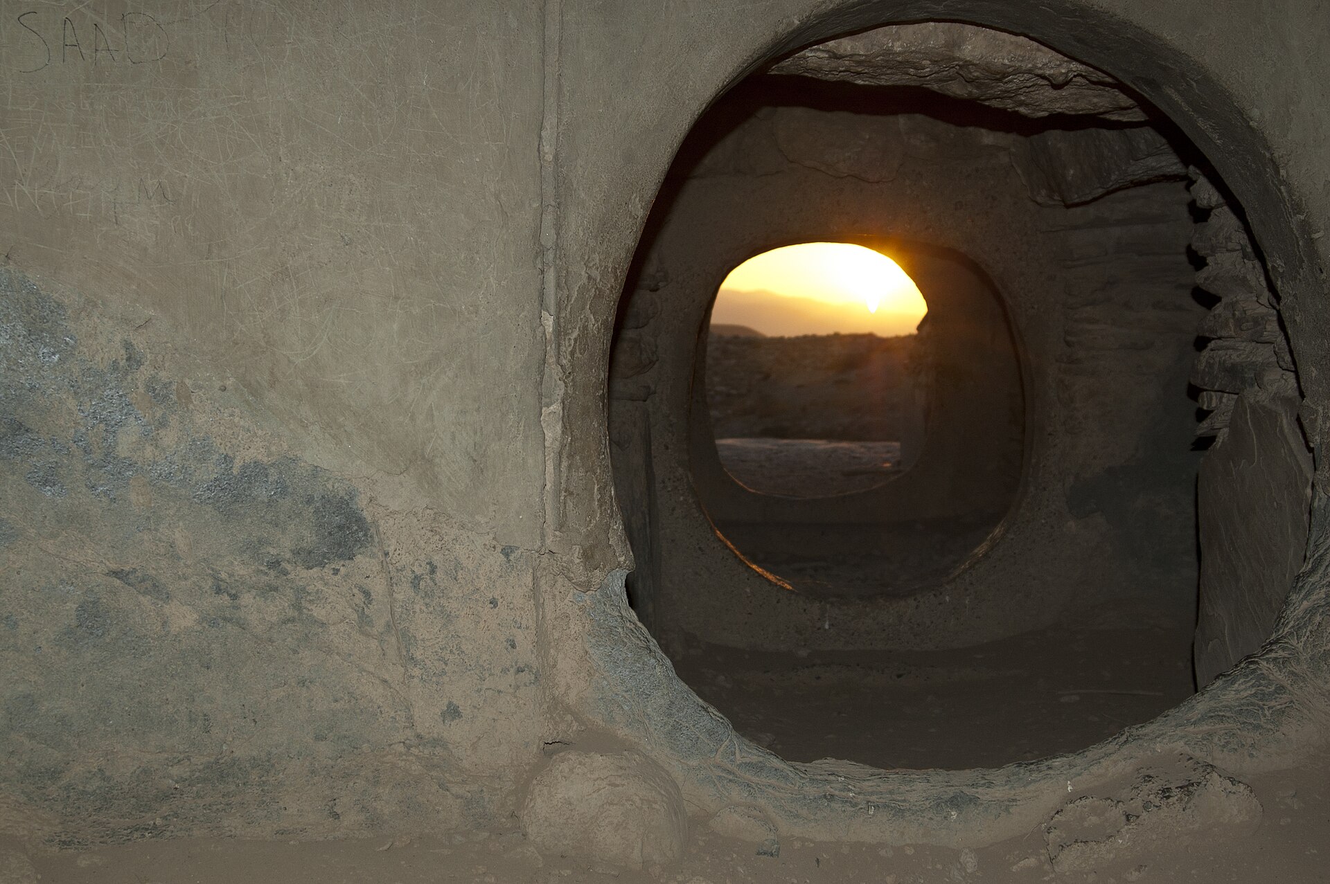 Sunrise seen from inside one of the tombs at Los Millares