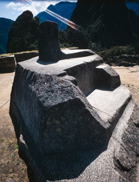 Agricultural terraces cut into the mountainside at Machu Picchu