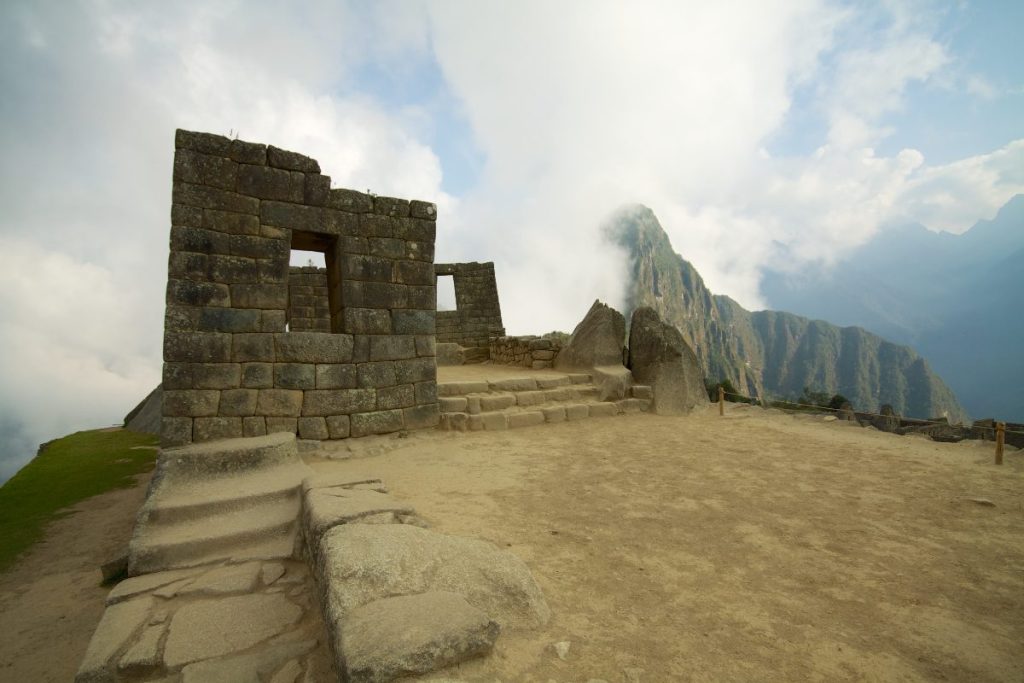 The classic view of Machu Picchu with Huayna Picchu peak behind it