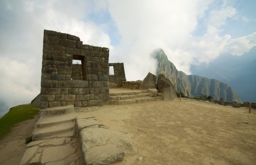 The classic view of Machu Picchu with Huayna Picchu peak behind it