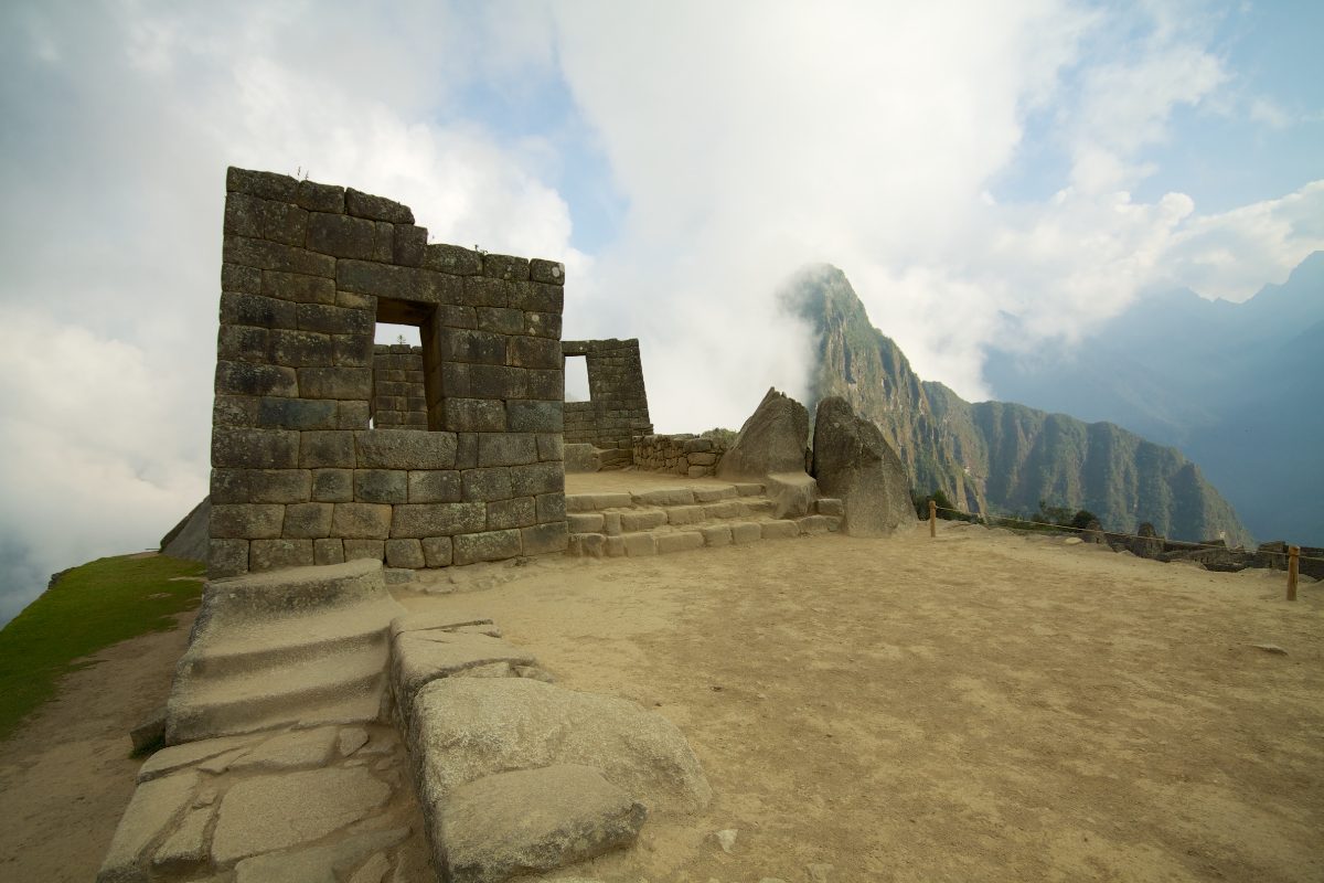 The classic view of Machu Picchu with Huayna Picchu peak behind it