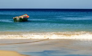A traditional fishing vessel on Caribbean waters