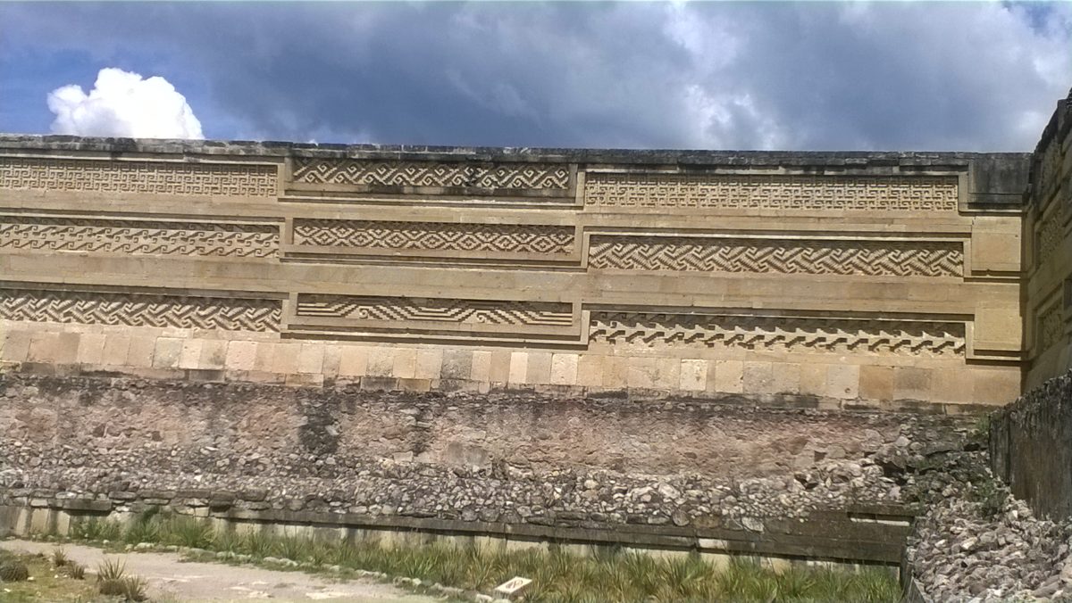 Ancient stone structures at the Mitla archaeological site in Oaxaca