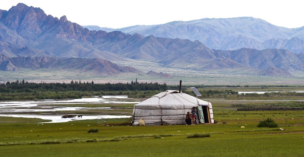 The ger, a home that folds up and travels with the herds.