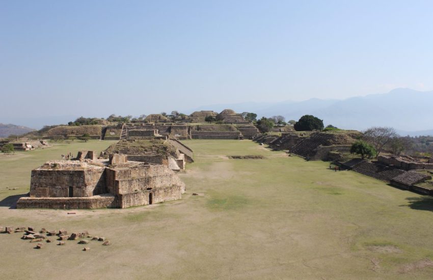 Main Plaza of Monte Alban with Building J and the North Platform, Oaxaca