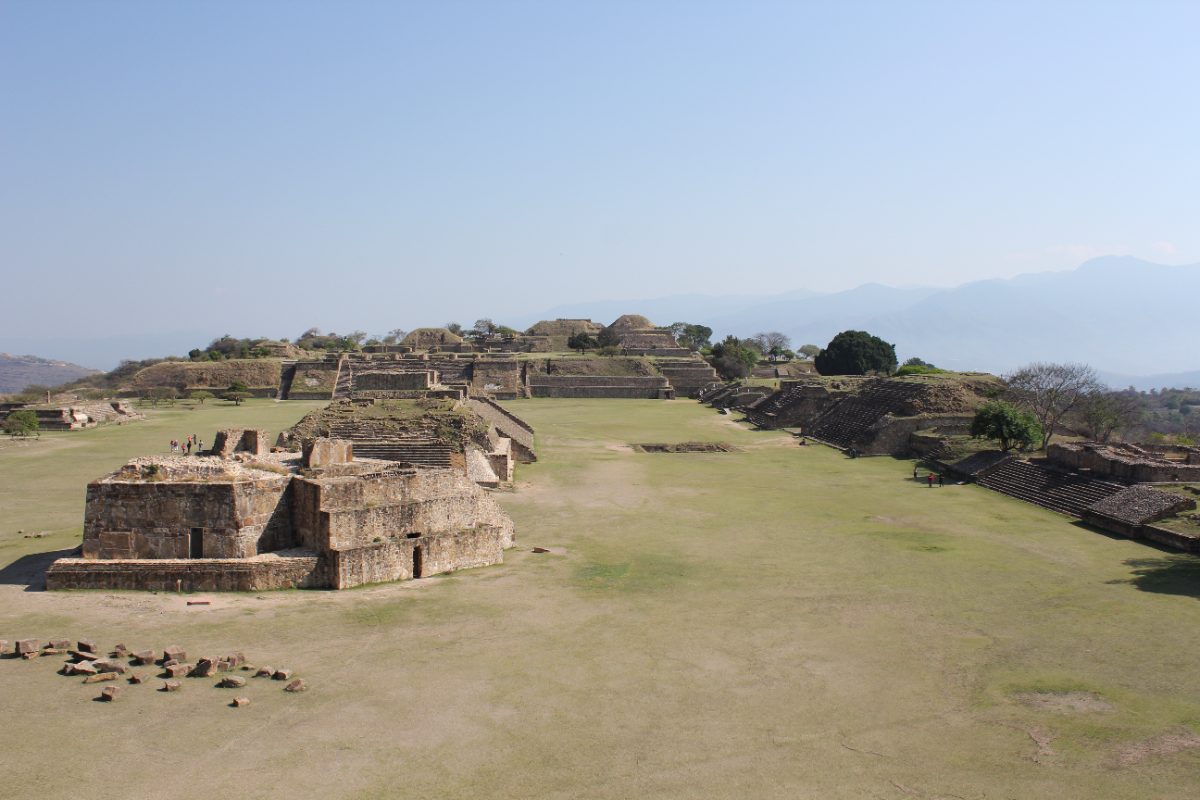 Main Plaza of Monte Alban with Building J and the North Platform, Oaxaca