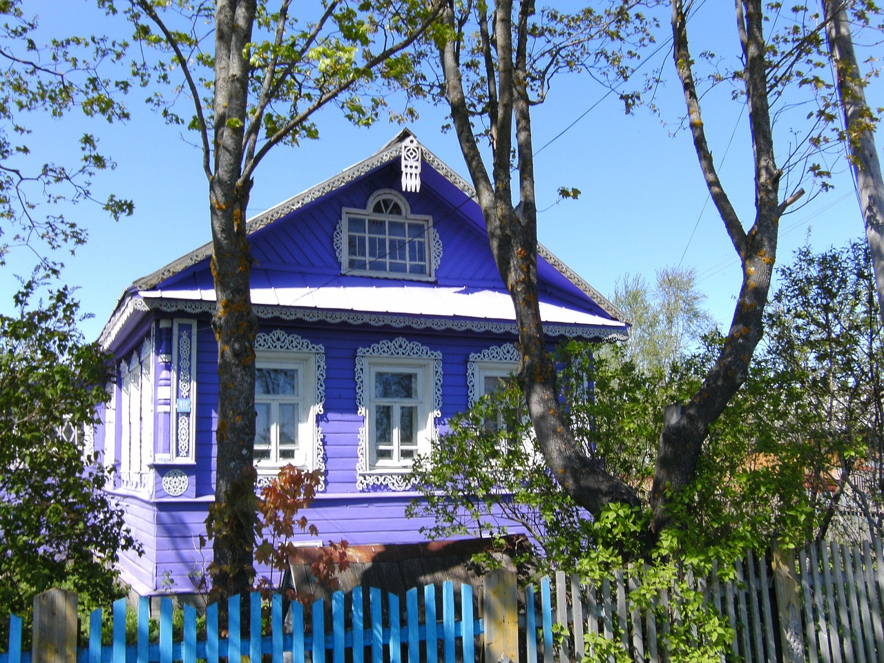 A carved wooden house of the Mordvin village world