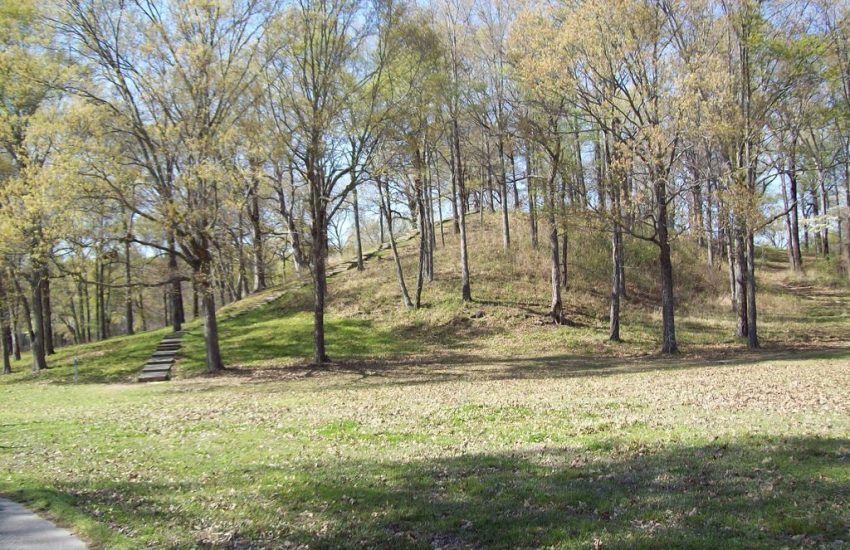 Mound A, the large bird-shaped earthen mound at Poverty Point, Louisiana