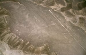 The hummingbird geoglyph among the ancient Nazca Lines in Peru