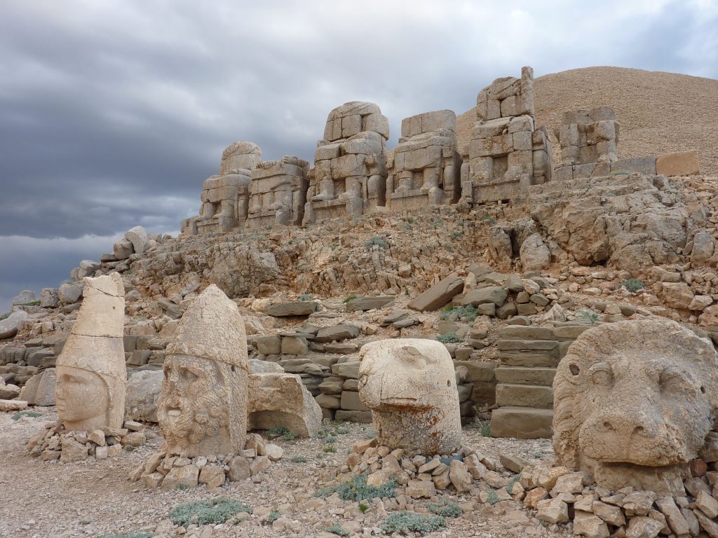 The summit and statue terraces of Mount Nemrut in southeastern Turkey