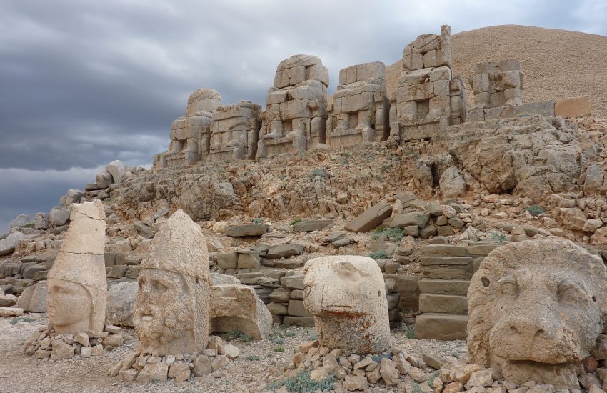 The summit and statue terraces of Mount Nemrut in southeastern Turkey