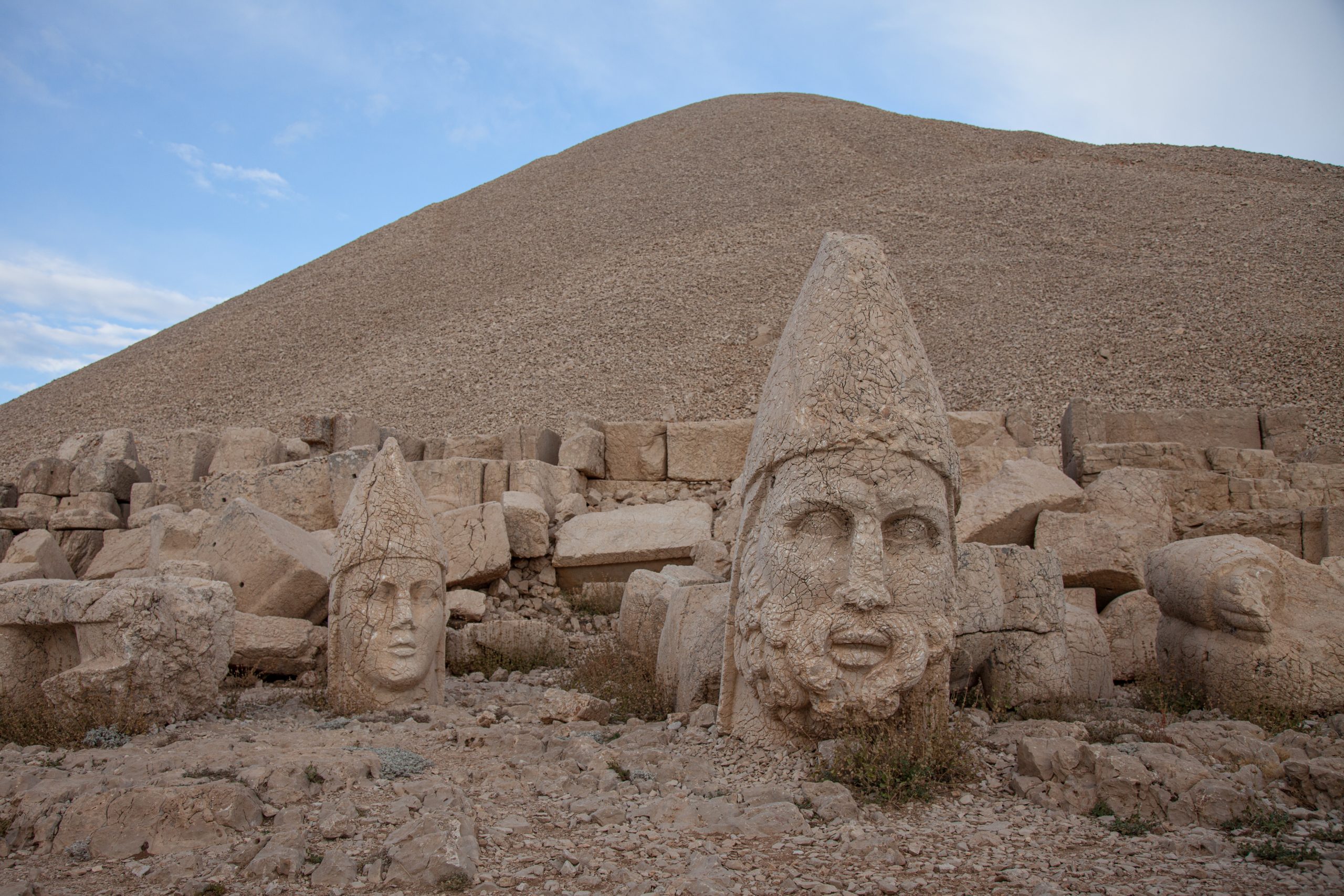 The row of colossal seated gods on the terrace of Mount Nemrut