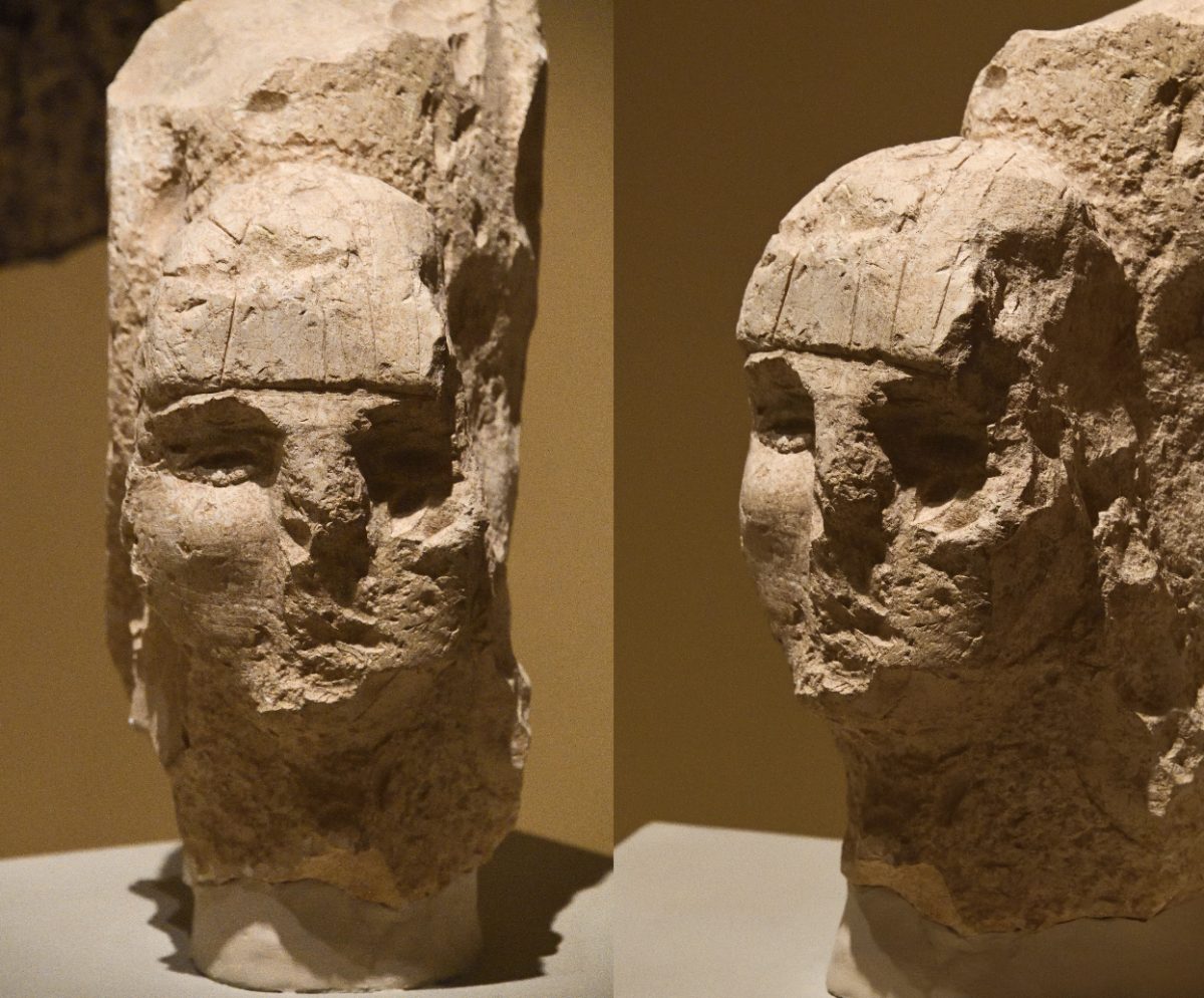 Neolithic stone portrait head from Nevali Cori displayed at Sanliurfa Archaeology Museum