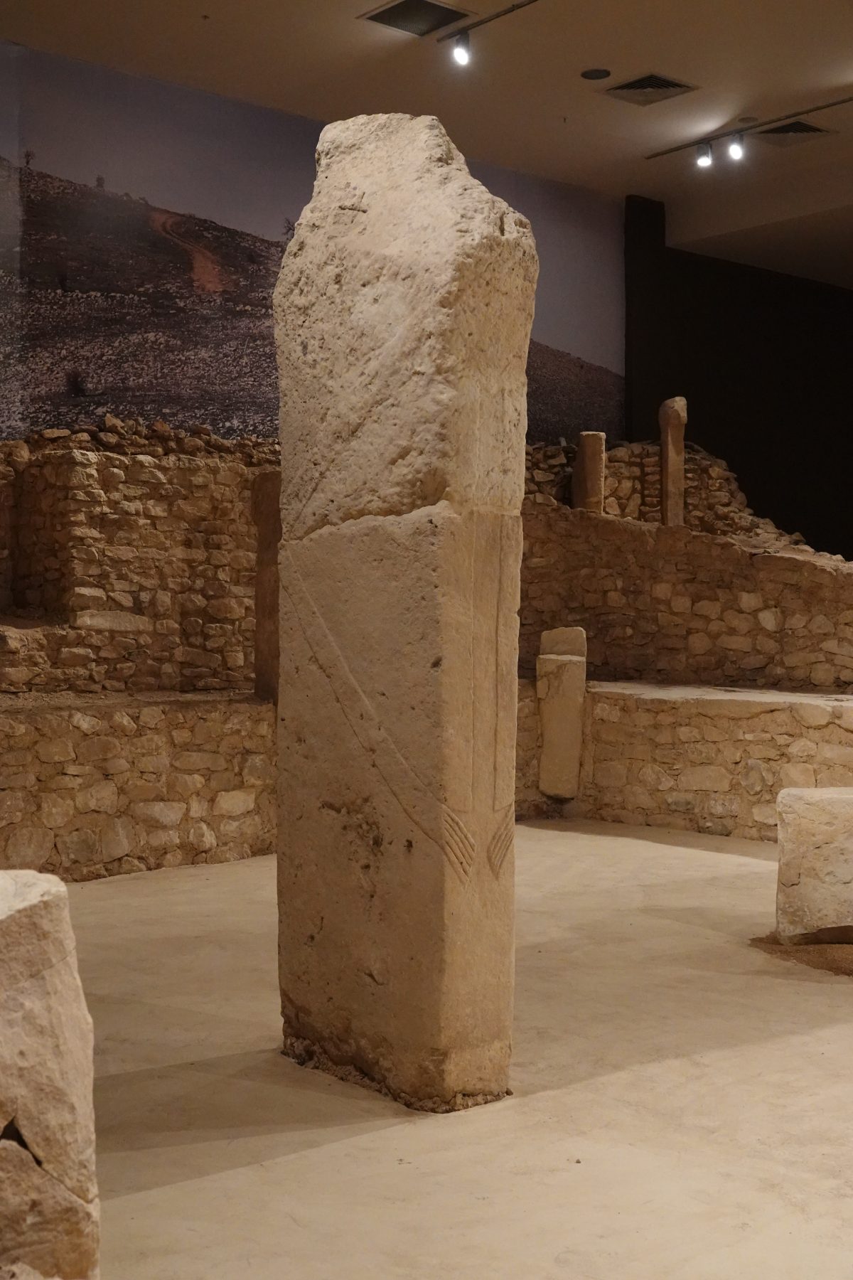 Carved stone stela from Nevali Cori on display at Sanliurfa Archaeology Museum