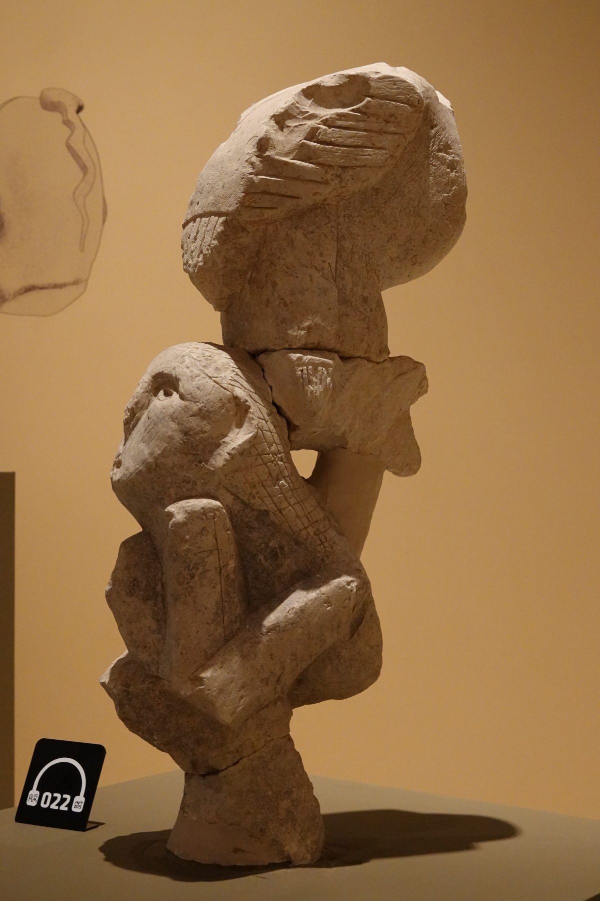 Totem-like carved head from Nevali Cori, dated 8400-8100 BCE, Sanliurfa Archaeology Museum
